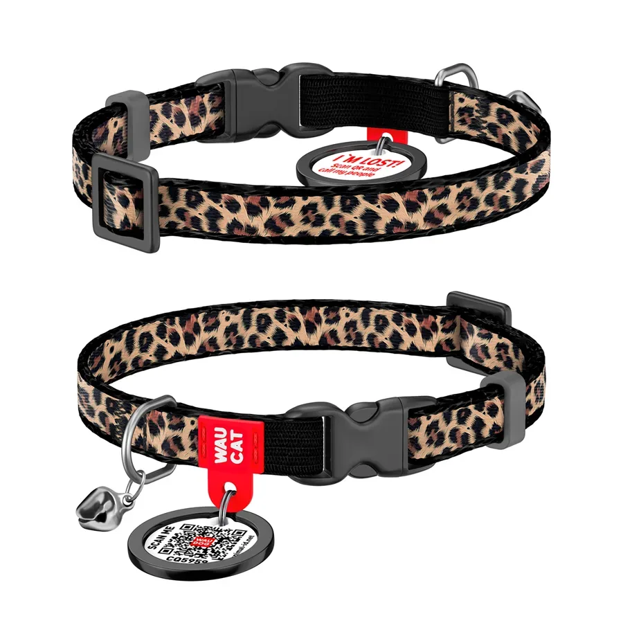 Ошейник для котов нейлоновый «Леопард», XS WAUCAT Nylon Collar Leopard