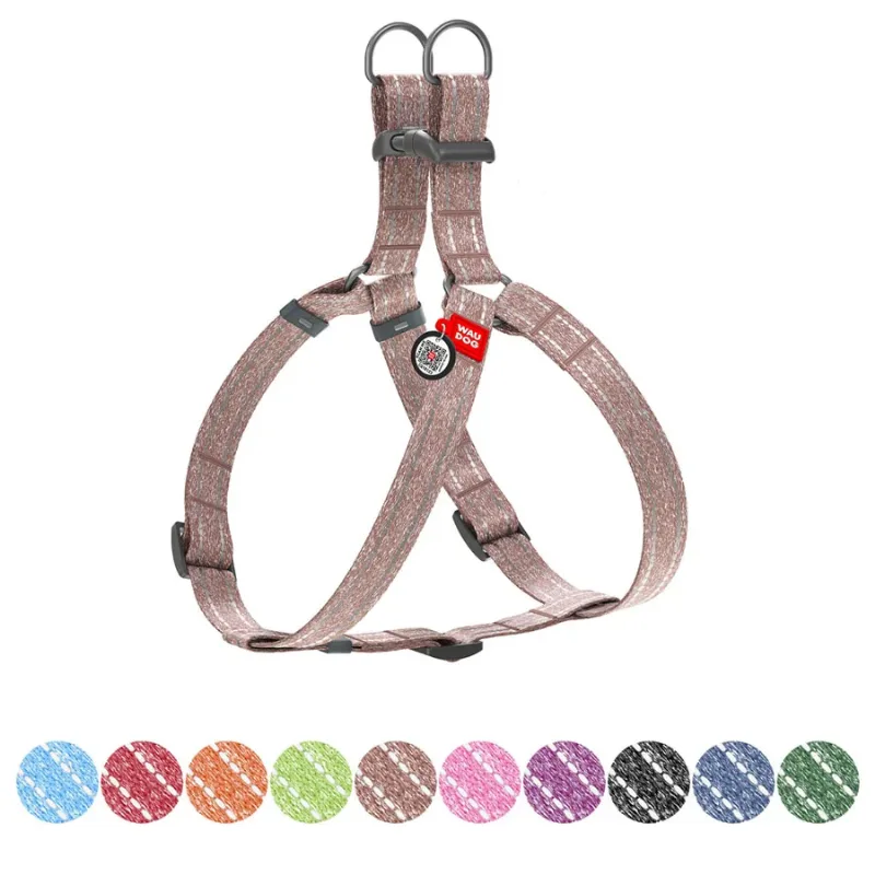 Шлея из восстановленного хлопка, светоотражающая, S, коричневый WAUDOG Re-cotton Harness