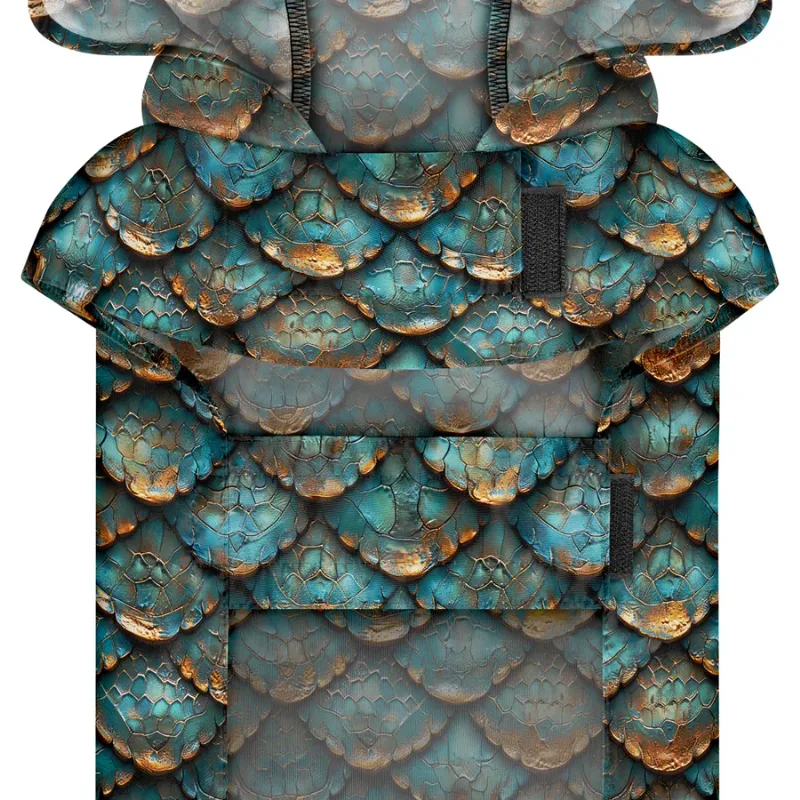 Дощовик-накидка з капюшоном для собак «Луска», XXS WAUDOG Clothes Dog Raincoat Scales