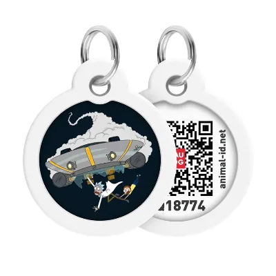Адресник для собак і котів металевий, коло «Рік та Морті 1», L WAUDOG Smart ID Tag Rick and Morty 1