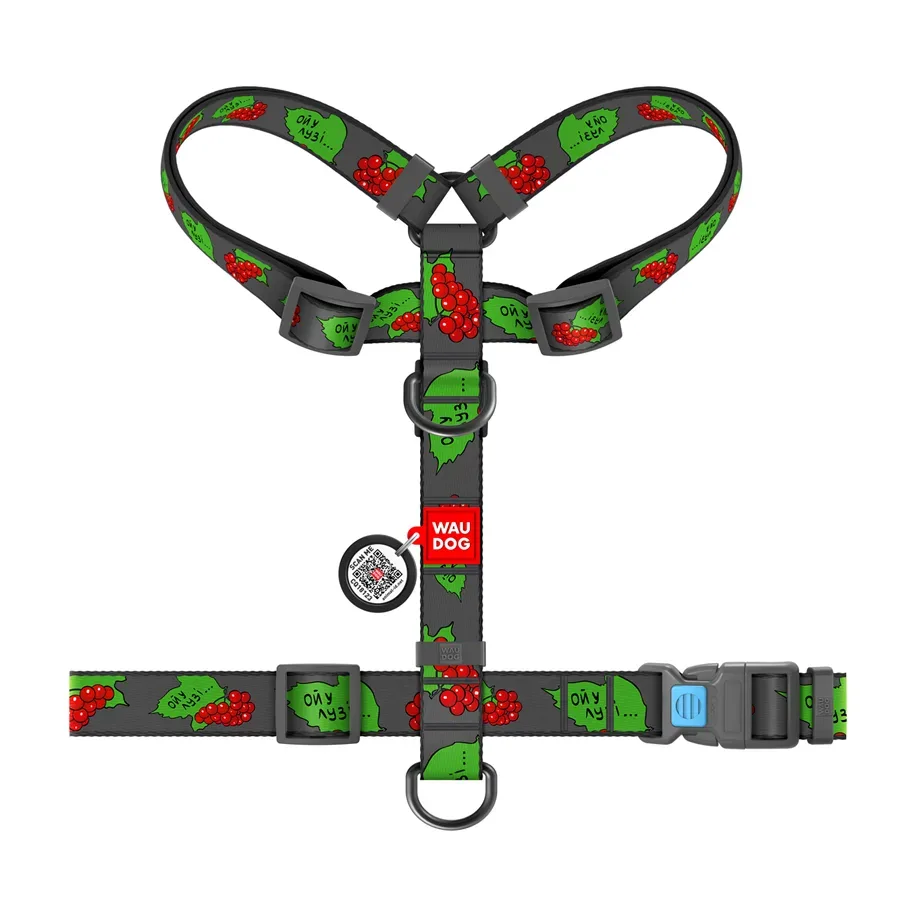 Шлея для собак анатомічна H-подібна, матеріал нейлон «Калина», L WAUDOG Nylon Anatomic Harness Kalyna
