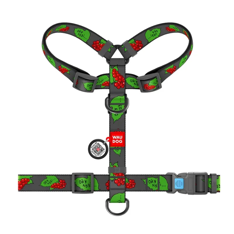 Шлея для собак анатомічна H-подібна, матеріал нейлон «Калина», L WAUDOG Nylon Anatomic Harness Kalyna